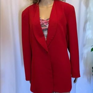 Jacket Lined Red back slit one button close Sz14